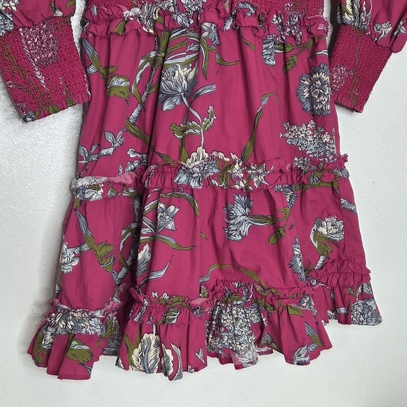 LOVE THE LABEL Wanda Floral Print Puff Sleeve Ruffle Dress Women's Size Small - Picture 9 of 16